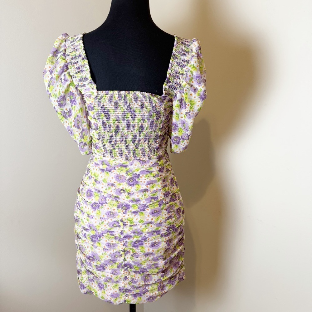 ZARA Ruched Floral Dress Small - Picture 7 of 12